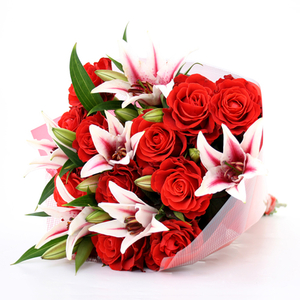 Online Flower Delivery Tokyo – Red Roses & Pink Lilies